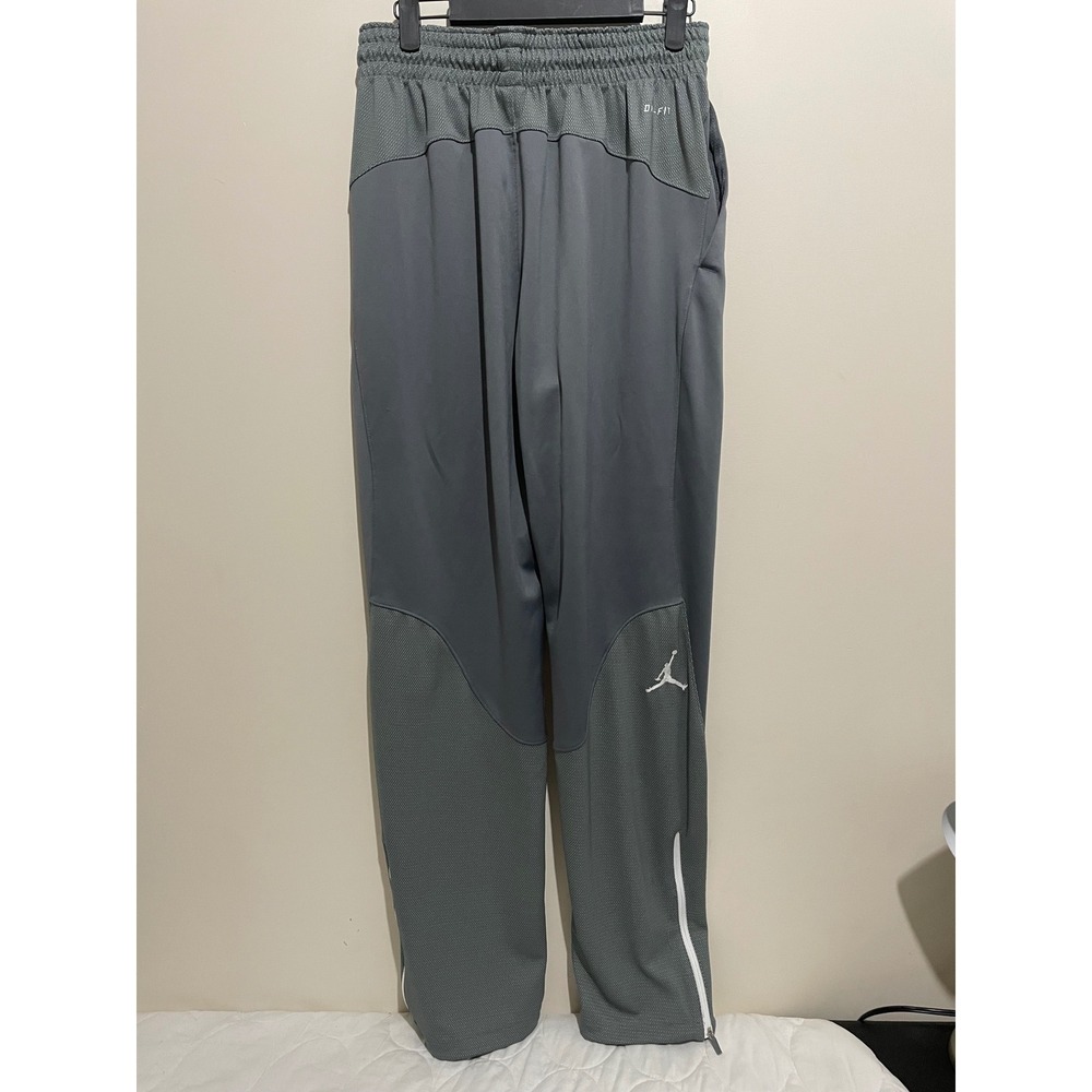 Jordan Mens Dri-FIT Grey Athletic Pants Mesh Panel Ankle Zip Joggers Size Medium